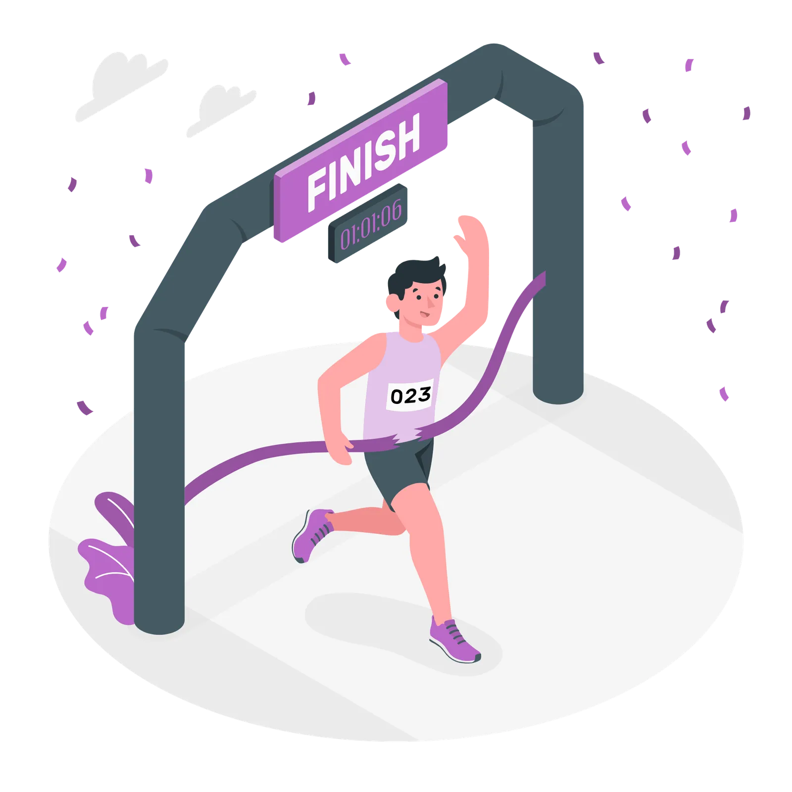 A person running through a finish line
